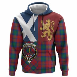 ScotsTee Shop Scottish Auchinleck (Affleck) Crest Tartan Hoodie Lion Rampant Saltire Style