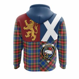 ScotsTee Shop Scottish Bethune Crest Tartan Hoodie Lion Rampant Saltire Style