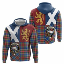 ScotsTee Shop Scottish Bethune Crest Tartan Hoodie Lion Rampant Saltire Style