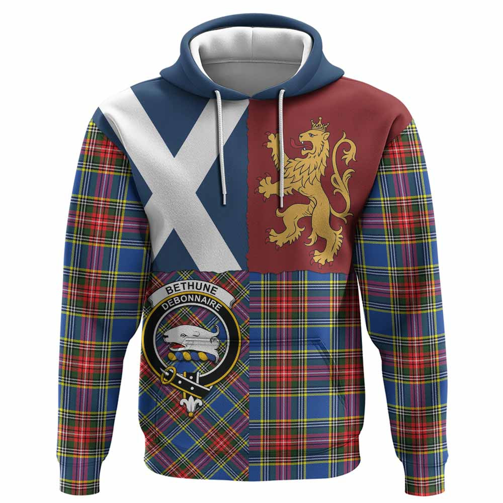 ScotsTee Shop Scottish Bethune Crest Tartan Hoodie Lion Rampant Saltire Style