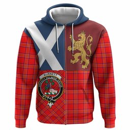 ScotsTee Shop Scottish Burnett Crest Tartan Hoodie Lion Rampant Saltire Style