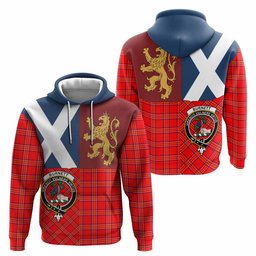 ScotsTee Shop Scottish Burnett Crest Tartan Hoodie Lion Rampant Saltire Style