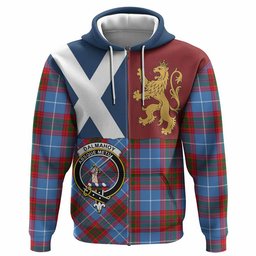 ScotsTee Shop Scottish Dalmahoy Crest Tartan Hoodie Lion Rampant Saltire Style
