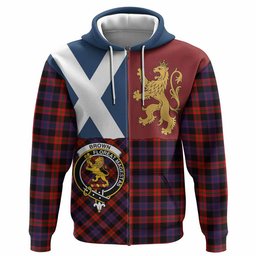 ScotsTee Shop Scottish Brown (Broun) Crest Tartan Hoodie Lion Rampant Saltire Style
