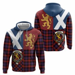 ScotsTee Shop Scottish Brown (Broun) Crest Tartan Hoodie Lion Rampant Saltire Style