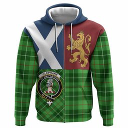 ScotsTee Shop Scottish Clephane (Clephan) Crest Tartan Hoodie Lion Rampant Saltire Style