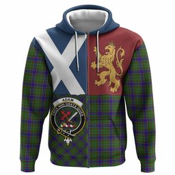 ScotsTee Shop Scottish Adam Crest Tartan Hoodie Lion Rampant Saltire Style