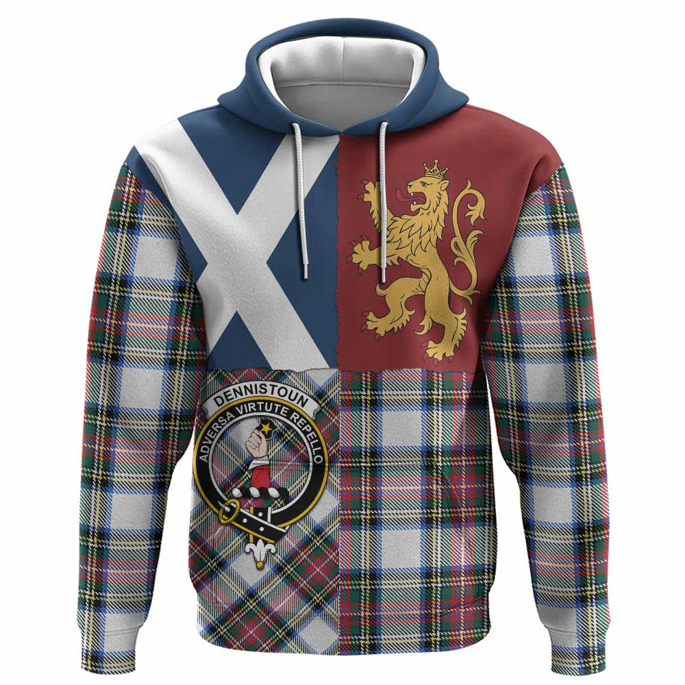 ScotsTee Shop Scottish Dennistoun Crest Tartan Hoodie Lion Rampant Saltire Style