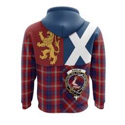 ScotsTee Shop Scottish Ainslie Crest Tartan Hoodie Lion Rampant Saltire Style