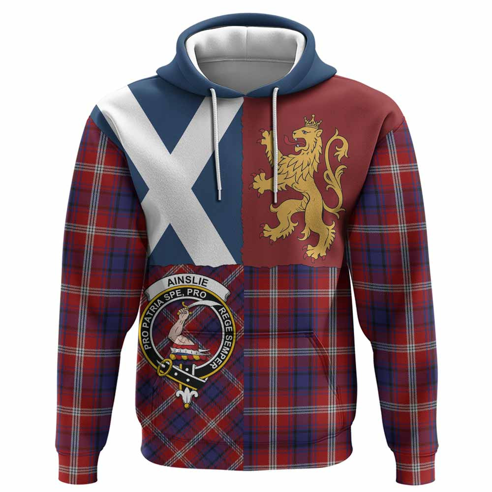 ScotsTee Shop Scottish Ainslie Crest Tartan Hoodie Lion Rampant Saltire Style