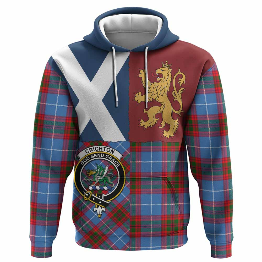 ScotsTee Shop Scottish Crichton (Crighton) Crest Tartan Hoodie Lion Rampant Saltire Style