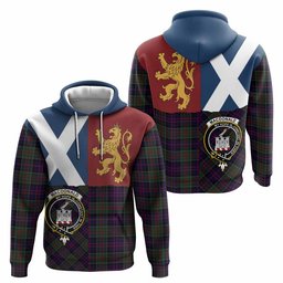ScotsTee Shop Scottish MacDonald (McDonald) of Clanranald Crest Tartan Hoodie Lion Rampant Saltire Style