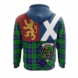ScotsTee Shop Scottish Monteith Crest Tartan Hoodie Lion Rampant Saltire Style