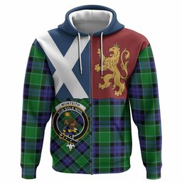 ScotsTee Shop Scottish Monteith Crest Tartan Hoodie Lion Rampant Saltire Style