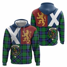 ScotsTee Shop Scottish Monteith Crest Tartan Hoodie Lion Rampant Saltire Style
