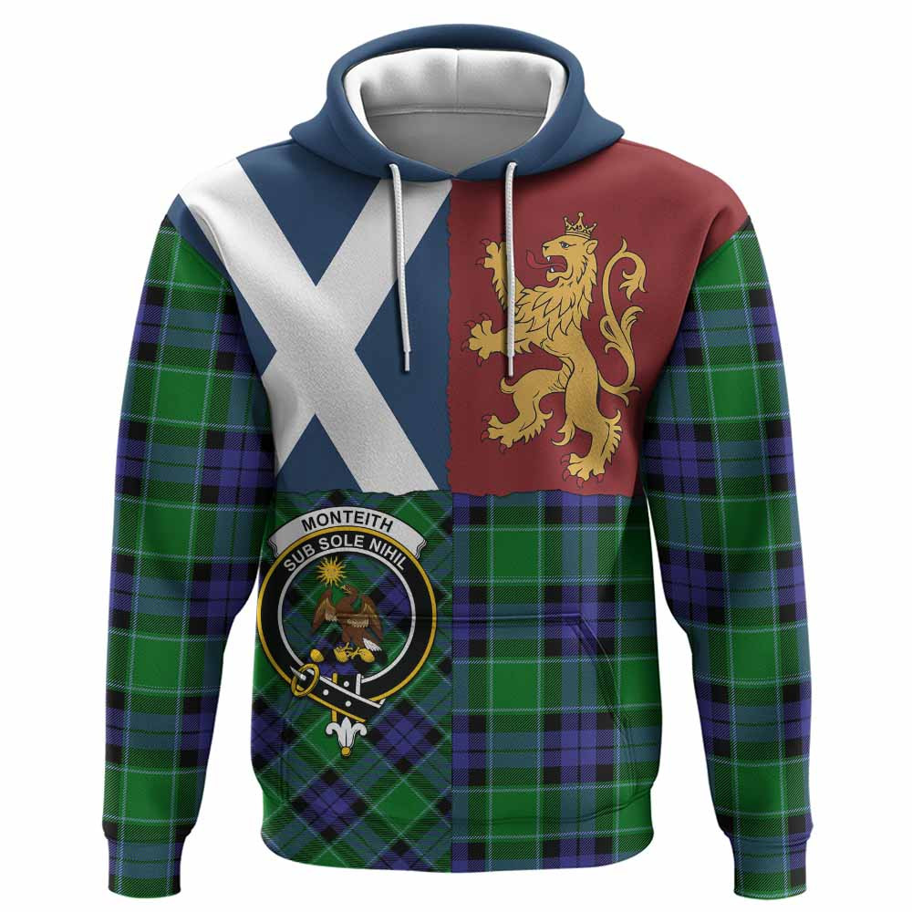 ScotsTee Shop Scottish Monteith Crest Tartan Hoodie Lion Rampant Saltire Style