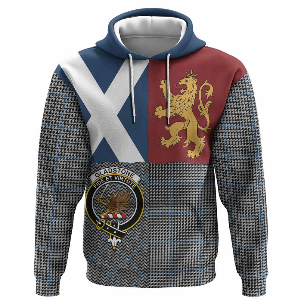 ScotsTee Shop Scottish Gladstone (Gladstanes) Crest Tartan Hoodie Lion Rampant Saltire Style