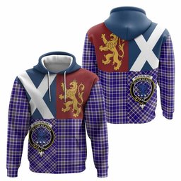 ScotsTee Shop Scottish Ochterlony Crest Tartan Hoodie Lion Rampant Saltire Style