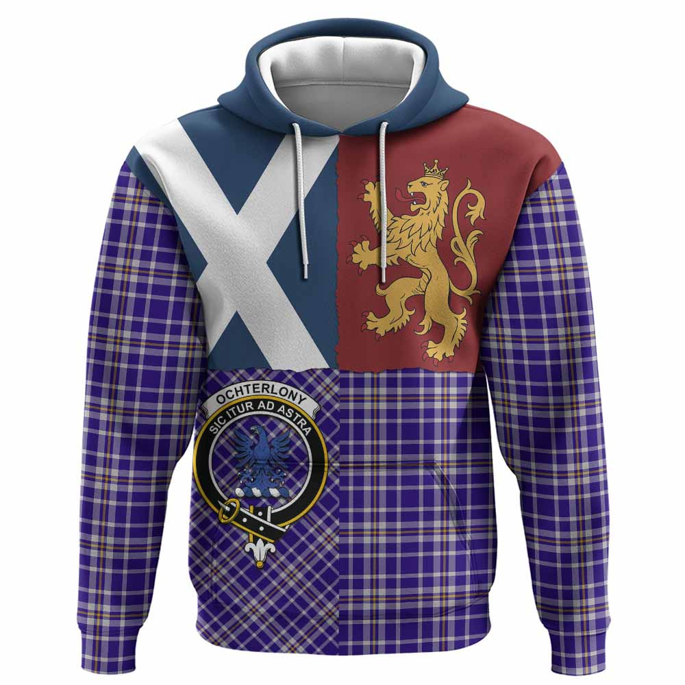 ScotsTee Shop Scottish Ochterlony Crest Tartan Hoodie Lion Rampant Saltire Style