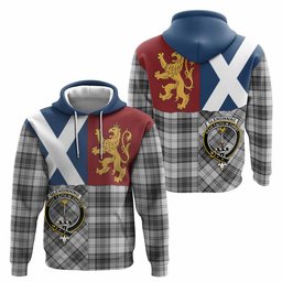 ScotsTee Shop Scottish Glendinning Crest Tartan Hoodie Lion Rampant Saltire Style