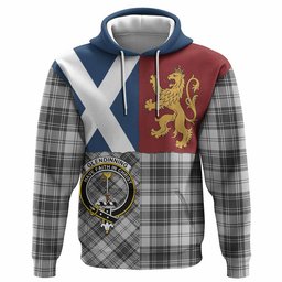 ScotsTee Shop Scottish Glendinning Crest Tartan Hoodie Lion Rampant Saltire Style