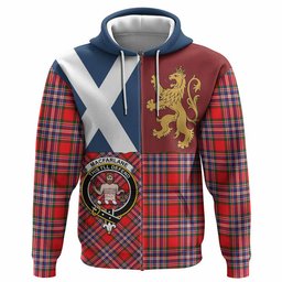 ScotsTee Shop Scottish MacFarlane (McFarlane) Crest Tartan Hoodie Lion Rampant Saltire Style