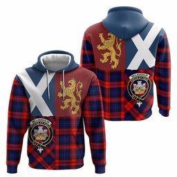 ScotsTee Shop Scottish McLaughlin Crest Tartan Hoodie Lion Rampant Saltire Style