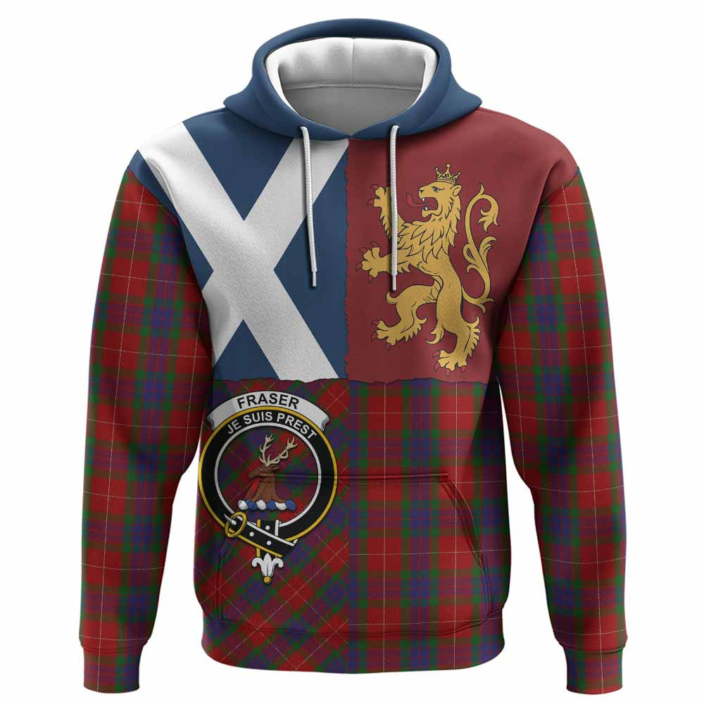 ScotsTee Shop Scottish Fraser Crest Tartan Hoodie Lion Rampant Saltire Style