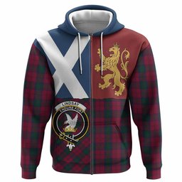 ScotsTee Shop Scottish Lindsay Crest Tartan Hoodie Lion Rampant Saltire Style