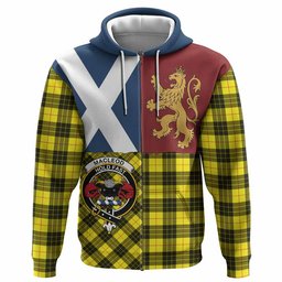 ScotsTee Shop Scottish MacLeod (McLeod) Crest Tartan Hoodie Lion Rampant Saltire Style