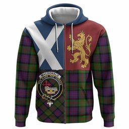 ScotsTee Shop Scottish MacDonald (McDonald) Crest Tartan Hoodie Lion Rampant Saltire Style