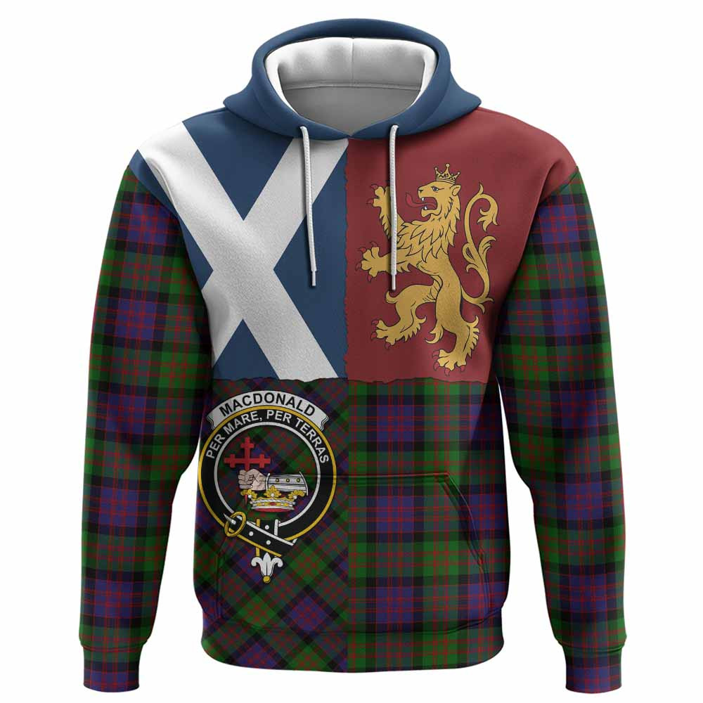 ScotsTee Shop Scottish MacDonald (McDonald) Crest Tartan Hoodie Lion Rampant Saltire Style