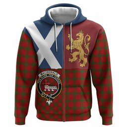 ScotsTee Shop Scottish MacDonald (McDonald) of Sleat Crest Tartan Hoodie Lion Rampant Saltire Style