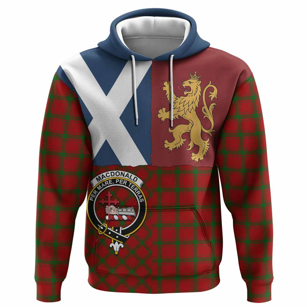 ScotsTee Shop Scottish MacDonald (McDonald) of Sleat Crest Tartan Hoodie Lion Rampant Saltire Style