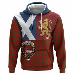 ScotsTee Shop Scottish MacDonald (McDonald) of Sleat Crest Tartan Hoodie Lion Rampant Saltire Style