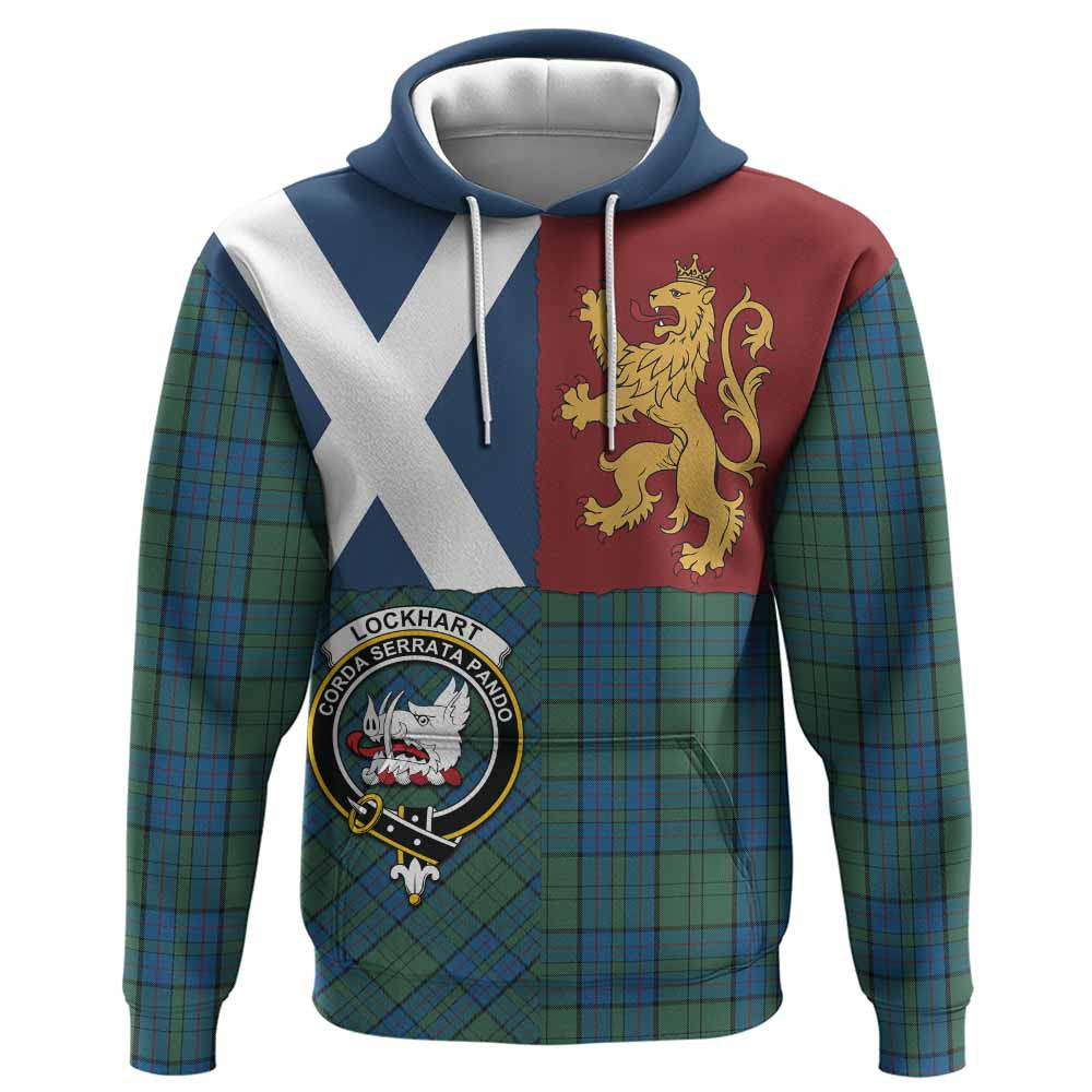 ScotsTee Shop Scottish Lockhart Crest Tartan Hoodie Lion Rampant Saltire Style