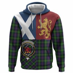 ScotsTee Shop Scottish Farquharson Crest Tartan Hoodie Lion Rampant Saltire Style