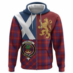 ScotsTee Shop Scottish Hamilton Crest Tartan Hoodie Lion Rampant Saltire Style