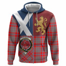 ScotsTee Shop Scottish Moubray Crest Tartan Hoodie Lion Rampant Saltire Style