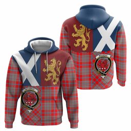 ScotsTee Shop Scottish Moubray Crest Tartan Hoodie Lion Rampant Saltire Style