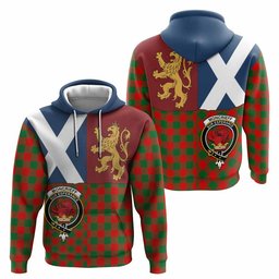 ScotsTee Shop Scottish Moncrieff (Moncreiffe) Crest Tartan Hoodie Lion Rampant Saltire Style