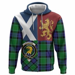 ScotsTee Shop Scottish Haldane Crest Tartan Hoodie Lion Rampant Saltire Style