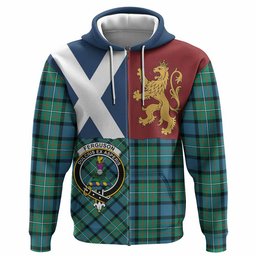 ScotsTee Shop Scottish Ferguson (Fergusson) Crest Tartan Hoodie Lion Rampant Saltire Style
