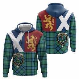 ScotsTee Shop Scottish Ferguson (Fergusson) Crest Tartan Hoodie Lion Rampant Saltire Style