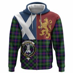 ScotsTee Shop Scottish Malcolm Crest Tartan Hoodie Lion Rampant Saltire Style