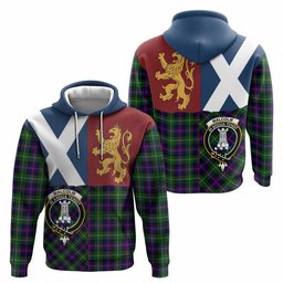 ScotsTee Shop Scottish Malcolm Crest Tartan Hoodie Lion Rampant Saltire Style