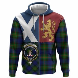 ScotsTee Shop Scottish Jamieson Crest Tartan Hoodie Lion Rampant Saltire Style