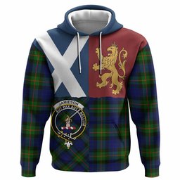 ScotsTee Shop Scottish Jamieson Crest Tartan Hoodie Lion Rampant Saltire Style