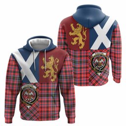 ScotsTee Shop Scottish Straiton Crest Tartan Hoodie Lion Rampant Saltire Style