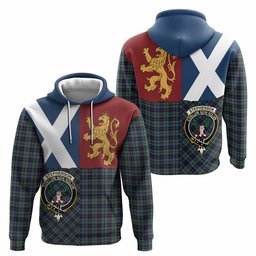 ScotsTee Shop Scottish Stephenson (Stevenson) Crest Tartan Hoodie Lion Rampant Saltire Style